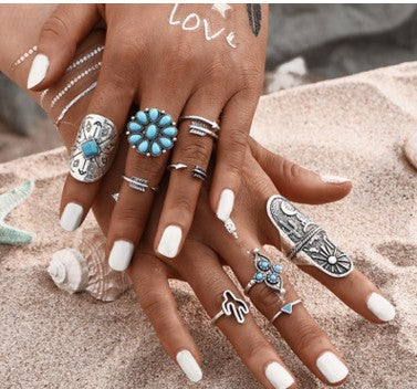 Boho Stylish Vintage Ring Sets Women Casual Jewelry