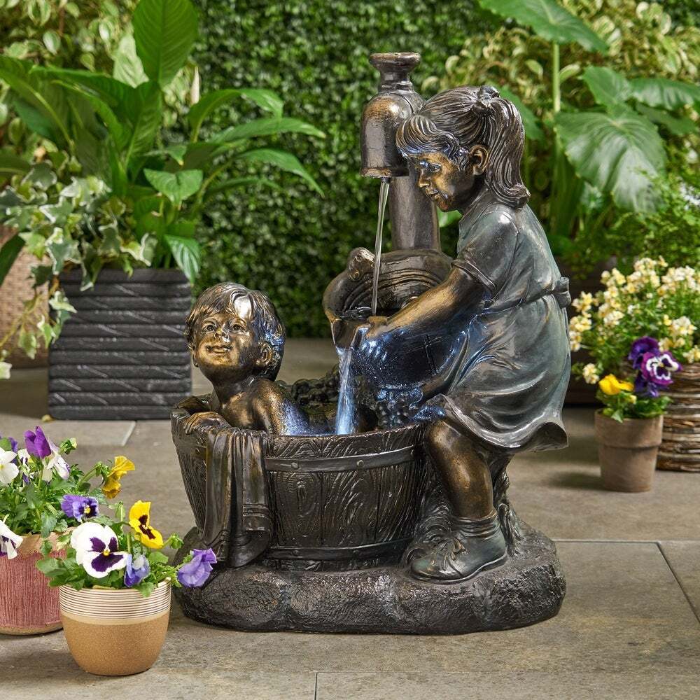 Boy & Girl Garden Statue Patio Lawn Decor