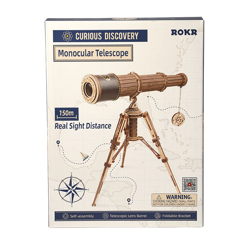 Robotime ROKR Monocular Telescope 3D Wooden Puzzle Game Assembly Toys for Children Teens Adult Birthday Christmas Gift