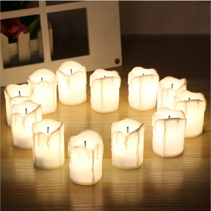 12-Piece Candle Tears LED Electronic Simulation Candle Set Wedding Events Decorative Atmospheric