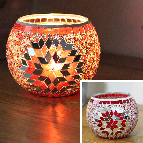Mosaic Glass Candle Holder Tealight Votive Candle Home Decor