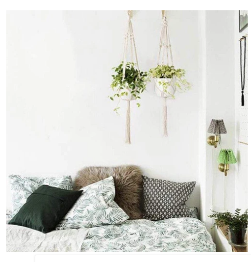 4 Pack - Cotton Macrame Plant Hangers & Shelf