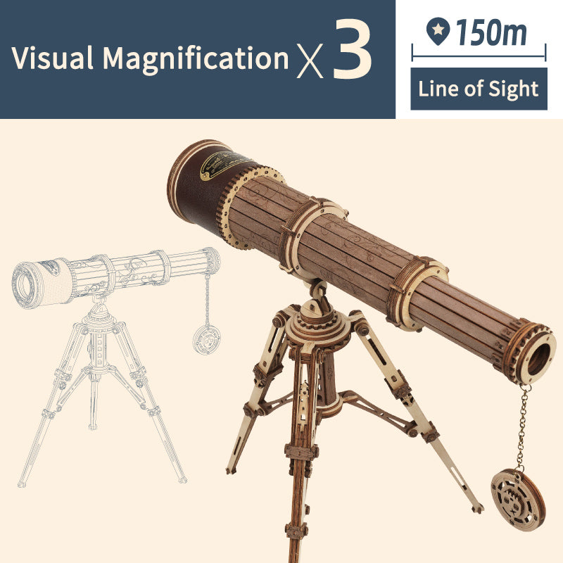 Robotime ROKR Monocular Telescope 3D Wooden Puzzle Game Assembly Toys for Children Teens Adult Birthday Christmas Gift