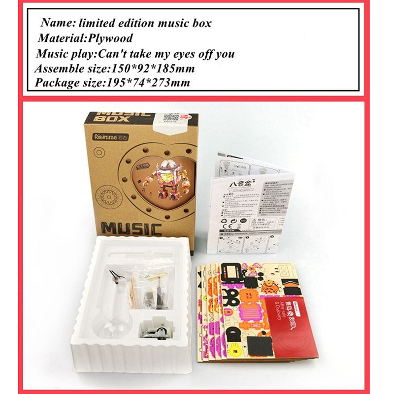 Robotime ROKR Robot Steampunk Music Box 3D Wooden Puzzle Assembled Model Building Kit Toys For Children Birthday Gift