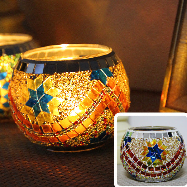 Mosaic Glass Candle Holder Tealight Votive Candle Home Decor