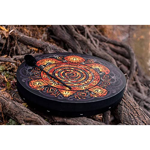 Vegan Shaman ''Totem Turtle Drum'' Sound Healing Tool Tunable Frame Drum Tambourine Medicine Instrument Soul Gift for Music Lovers (Turtle)