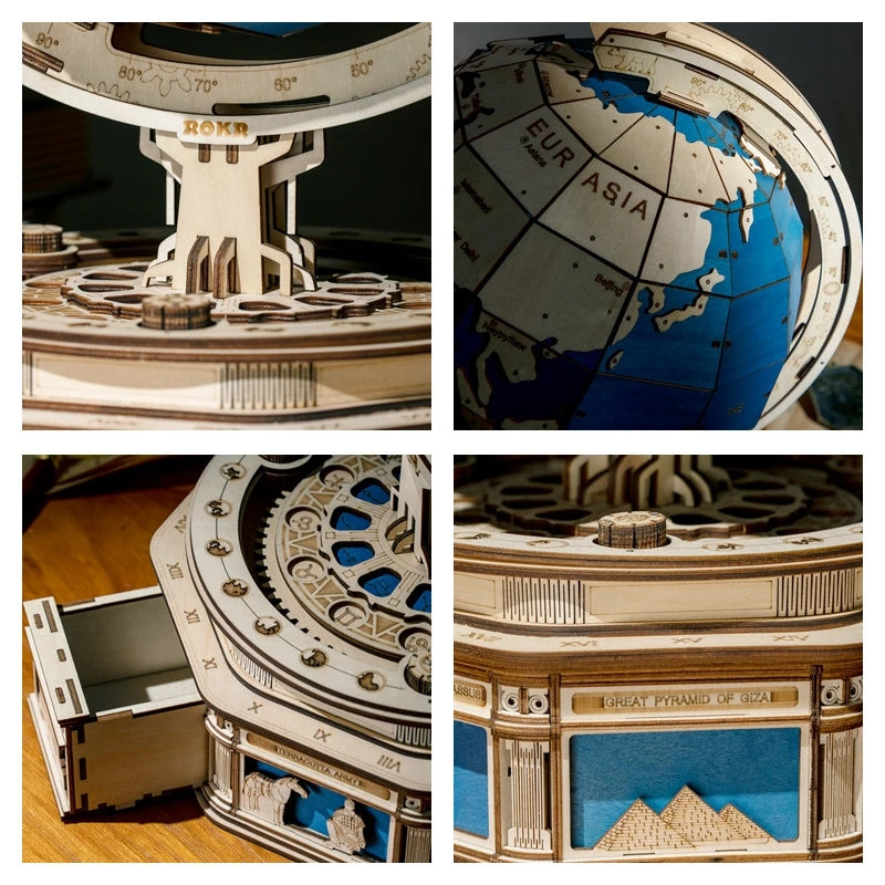 Robotime Globe Earth 567pcs 3D Wooden Puzzle Games Ocean Map Ball Assemble Model Toys Gift for Children Boys
