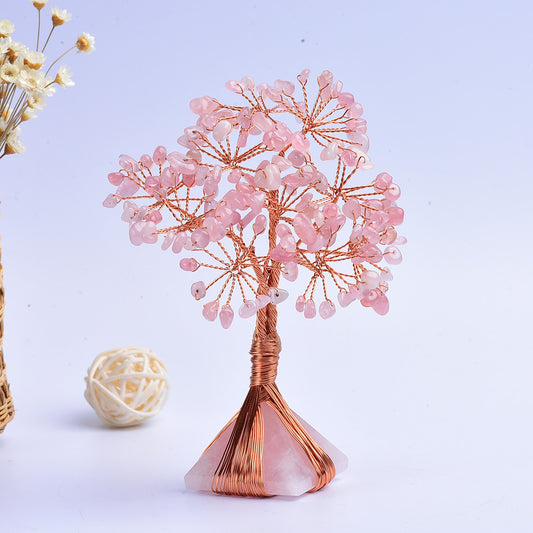 Natural Pink Crystal Pyramid Mini Crystal Tree Home Decor