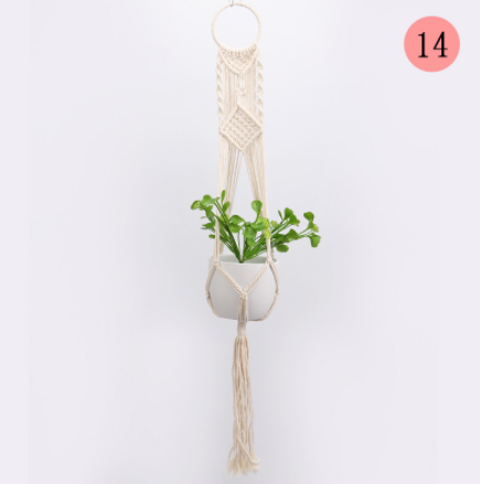 4 Pack - Cotton Macrame Plant Hangers & Shelf