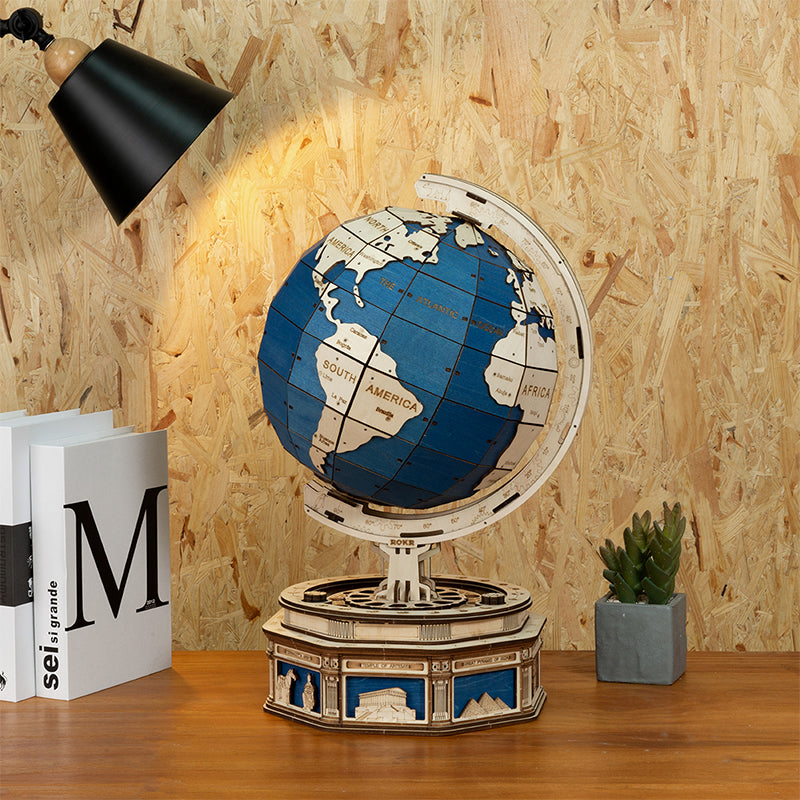 Robotime Globe Earth 567pcs 3D Wooden Puzzle Games Ocean Map Ball Assemble Model Toys Gift for Children Boys