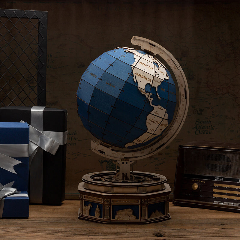 Robotime Globe Earth 567pcs 3D Wooden Puzzle Games Ocean Map Ball Assemble Model Toys Gift for Children Boys
