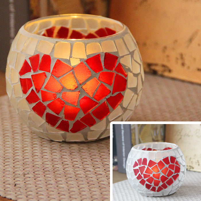 Mosaic Glass Candle Holder Tealight Votive Candle Home Decor
