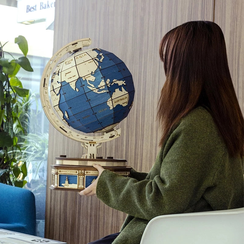 Robotime Globe Earth 567pcs 3D Wooden Puzzle Games Ocean Map Ball Assemble Model Toys Gift for Children Boys