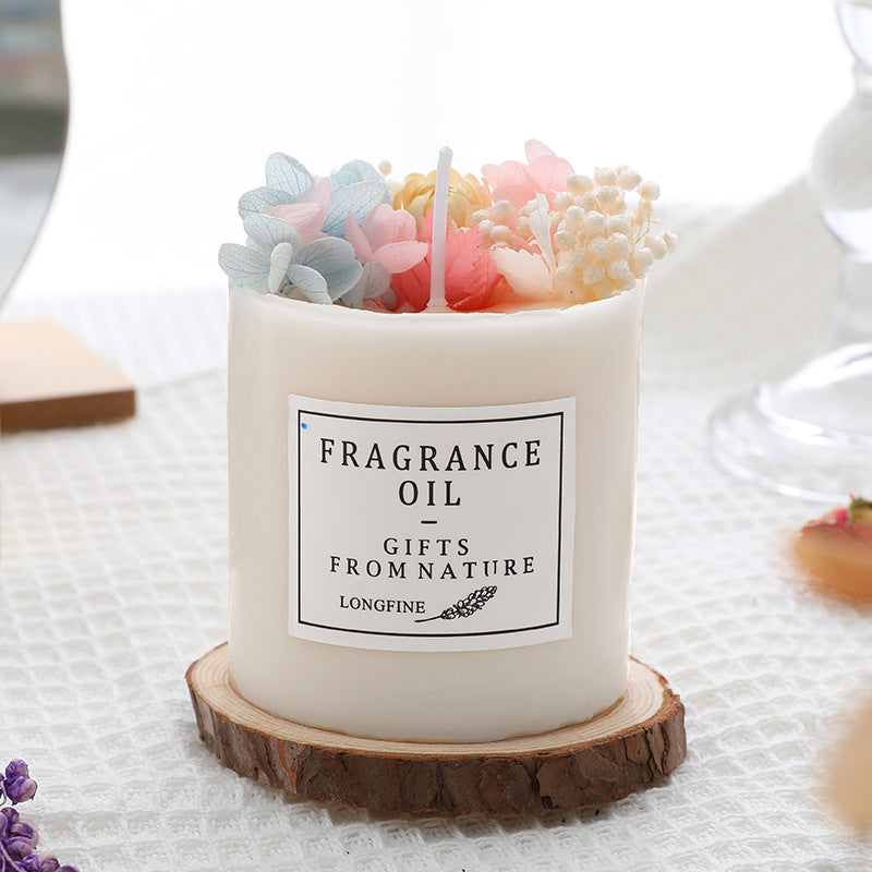 Dried Flowers Decorated Scented Romantic Candles for Home Office