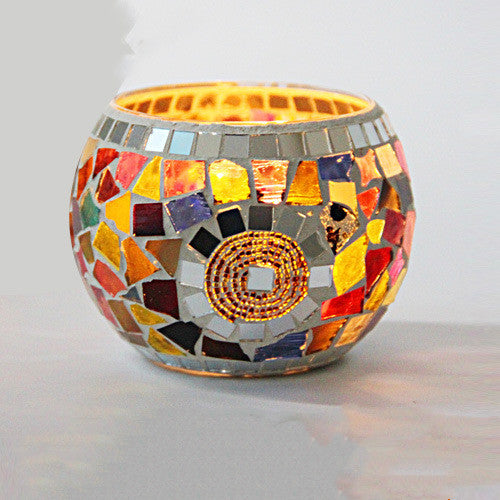Mosaic Glass Candle Holder Tealight Votive Candle Home Decor