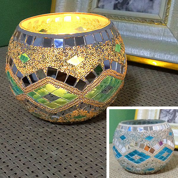 Mosaic Glass Candle Holder Tealight Votive Candle Home Decor
