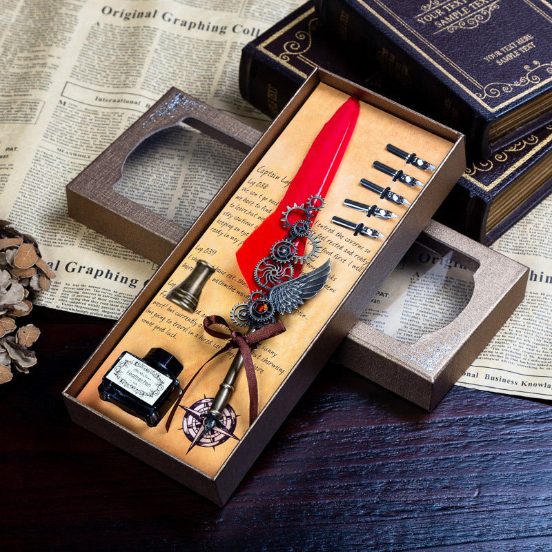 Wings Fountain Pen Dip Pen Ink Quill Set with Feather