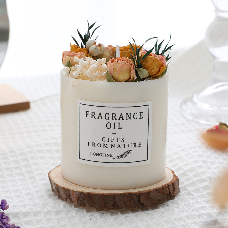 Dried Flowers Decorated Scented Romantic Candles for Home Office