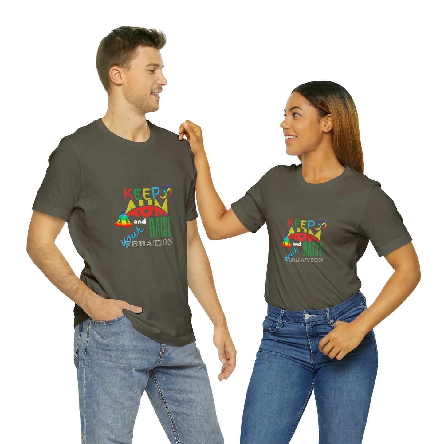 Keep Aum and Raise Your Vibration Unisex Jersey Short Sleeve T-Shirt