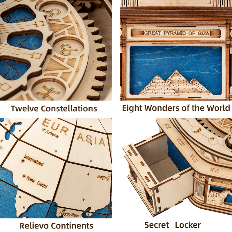 Robotime Globe Earth 567pcs 3D Wooden Puzzle Games Ocean Map Ball Assemble Model Toys Gift for Children Boys