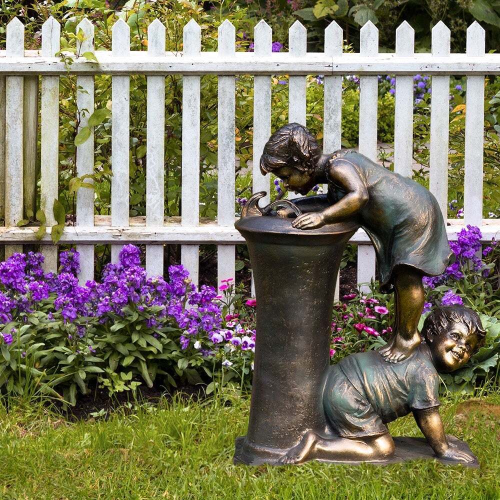 Boy & Girl Garden Statue Patio Lawn Decor