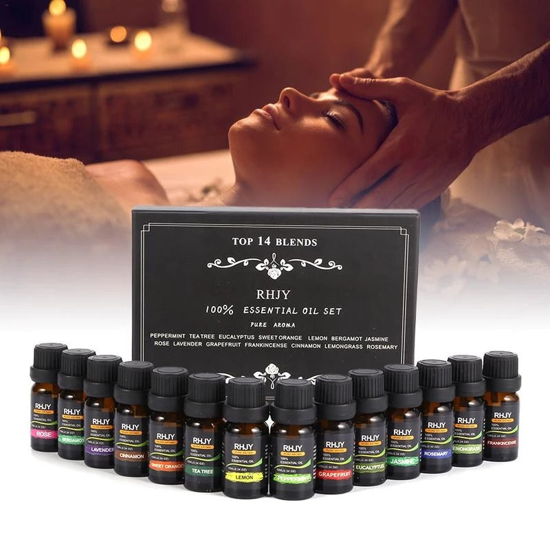 Massage Bath Diffusers Essential Oil 14 Bottle Set