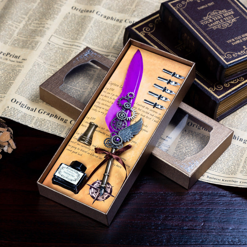 Wings Fountain Pen Dip Pen Ink Quill Set with Feather