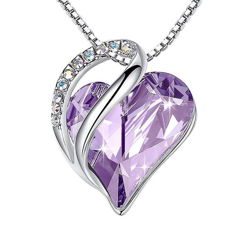 925 Sterling Sliver Heart Shaped Geometric Necklace Women's Jewelry Women's Clavicle Chain Gift