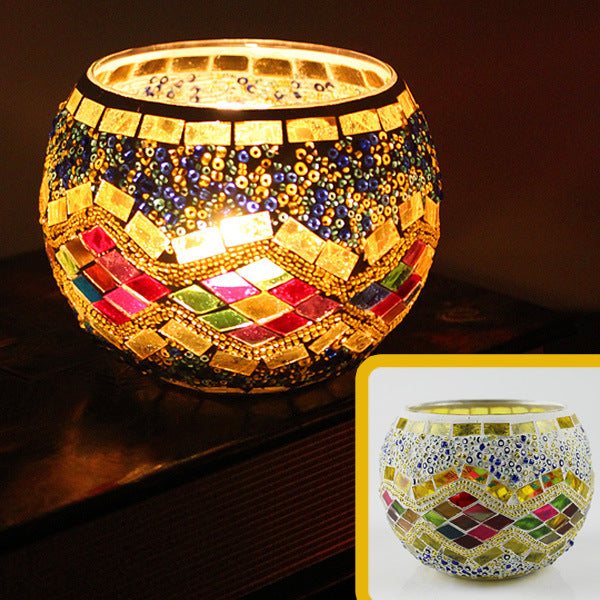 Mosaic Glass Candle Holder Tealight Votive Candle Home Decor