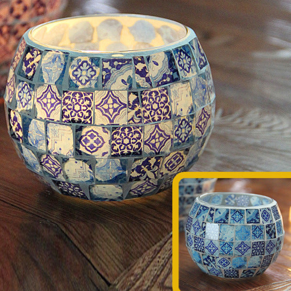 Mosaic Glass Candle Holder Tealight Votive Candle Home Decor