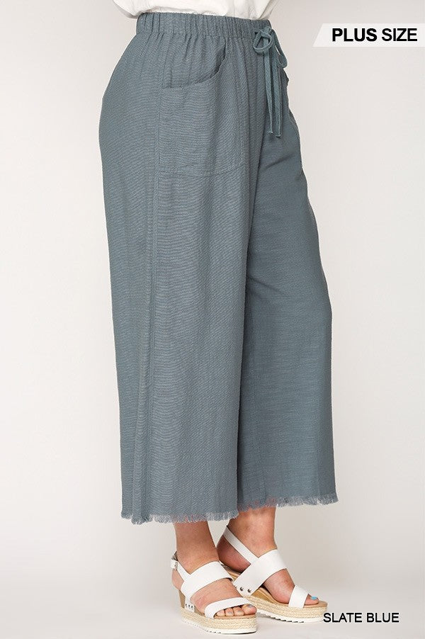 Stylish Frayed Wide Leg Pants with Pockets
