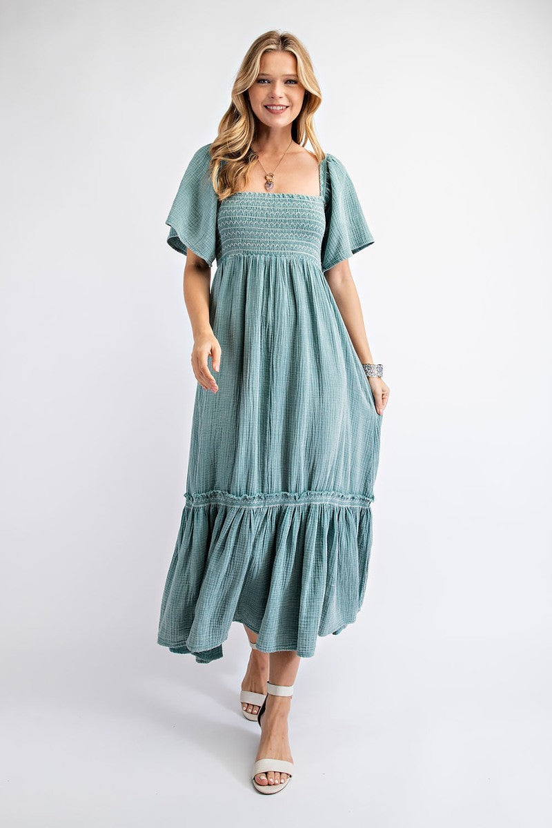 Cotton Seafoam Gauze Women's Maxi Dress