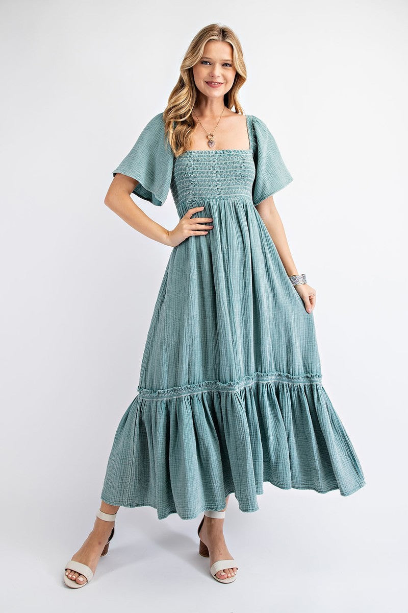 Cotton Seafoam Gauze Women's Maxi Dress