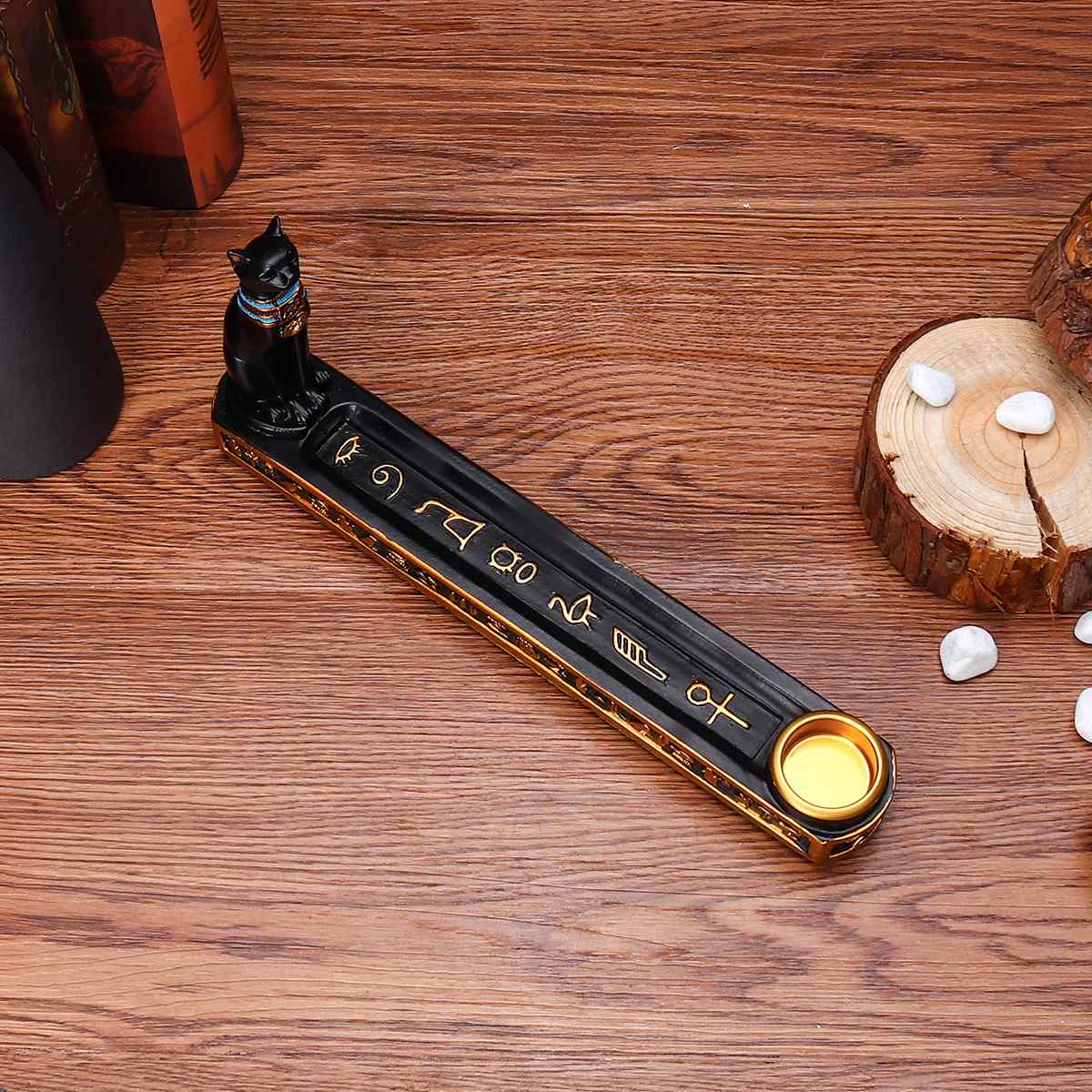 A 2-in-1 Khemet Incense Burner Candle Holder Cat Feline