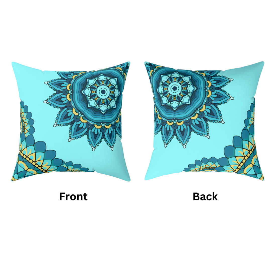Mandala Flower Pattern Spun Polyester Square Pillow