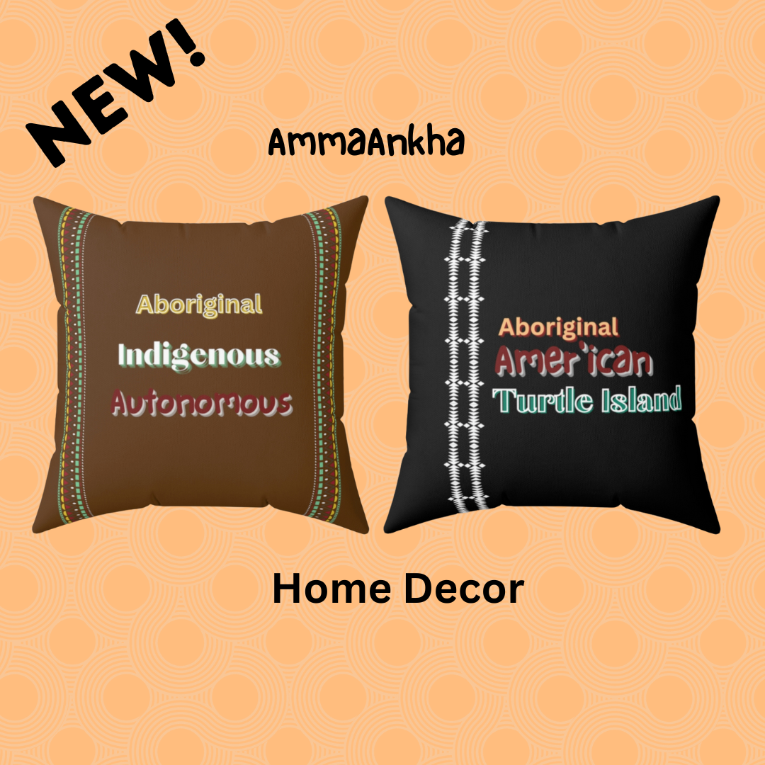 Aboriginal American Turtle Island Autonomous Niiji Spun Polyester Square Decorative Pillow
