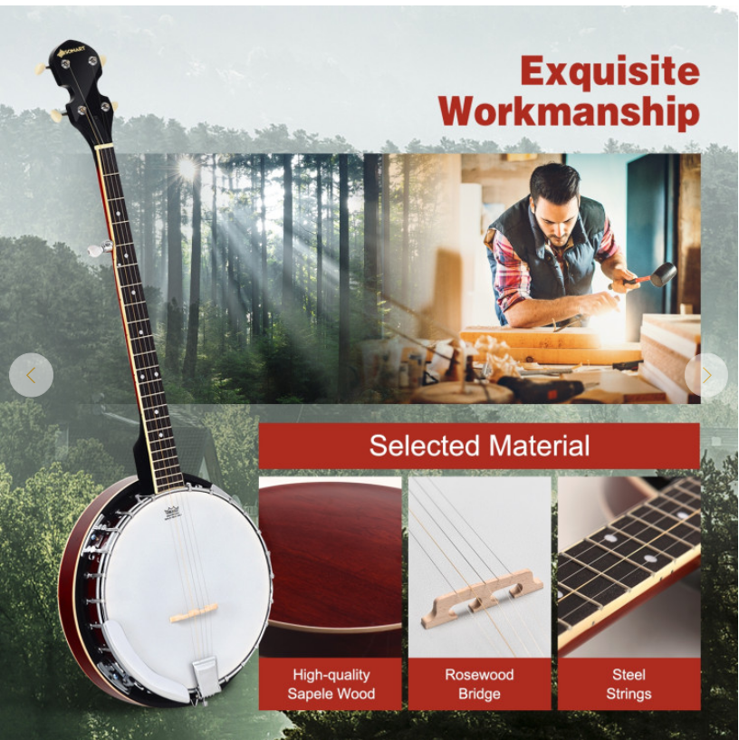 Sonart 5 String Geared Tunable Banjo with Case
