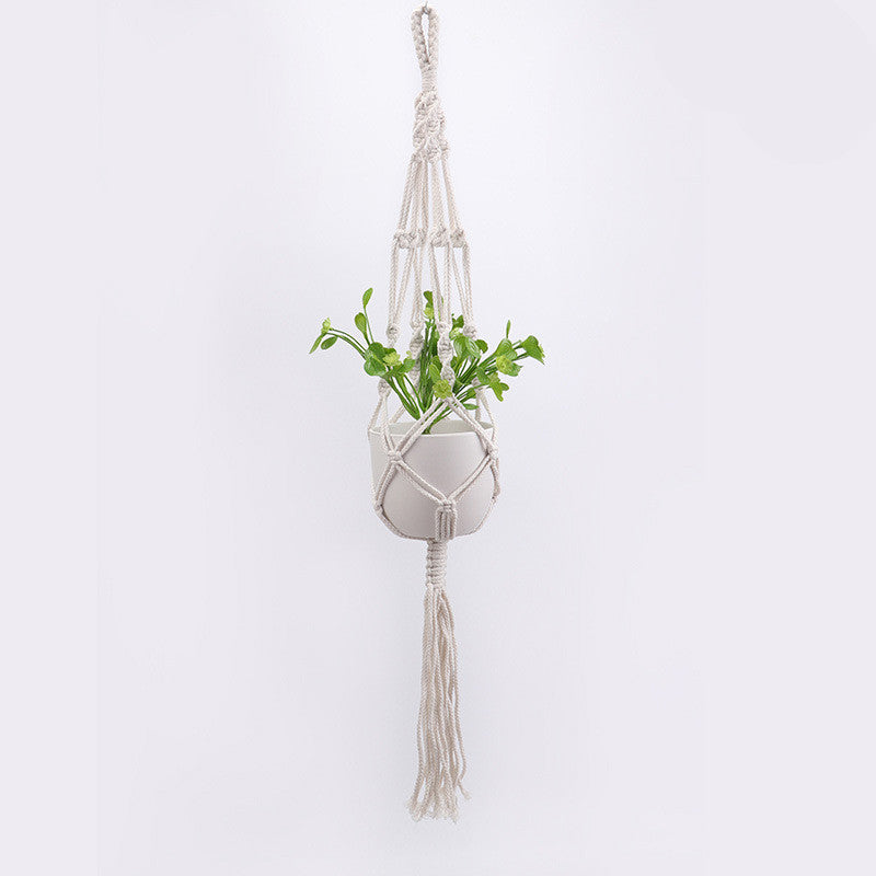 4 Pack - Cotton Macrame Plant Hangers & Shelf