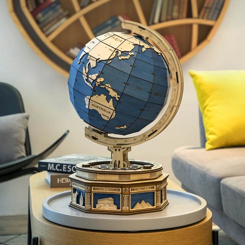 Robotime Globe Earth 567pcs 3D Wooden Puzzle Games Ocean Map Ball Assemble Model Toys Gift for Children Boys