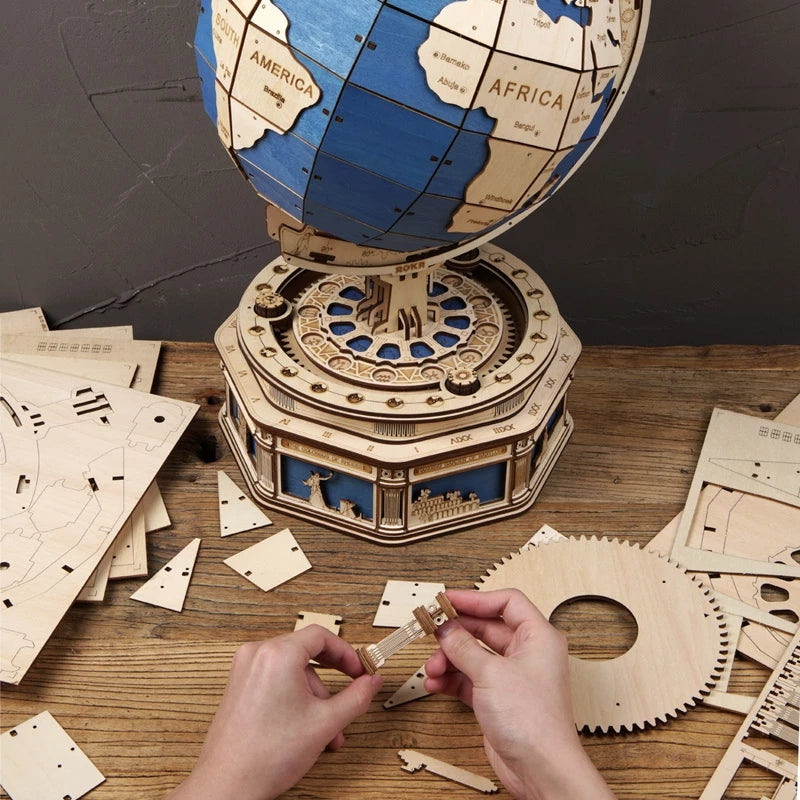 Robotime Globe Earth 567pcs 3D Wooden Puzzle Games Ocean Map Ball Assemble Model Toys Gift for Children Boys