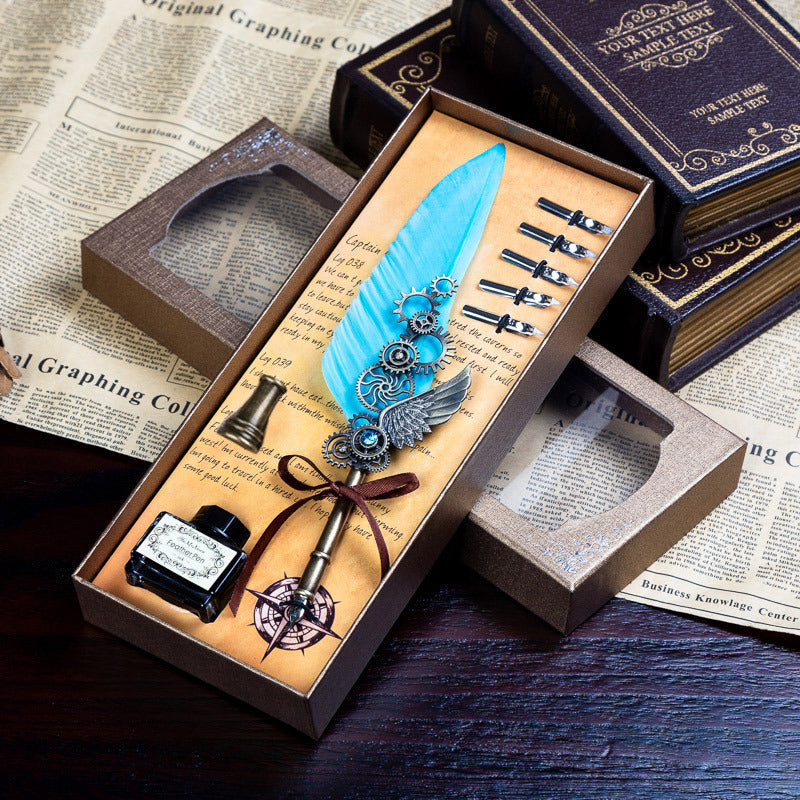 Wings Fountain Pen Dip Pen Ink Quill Set with Feather