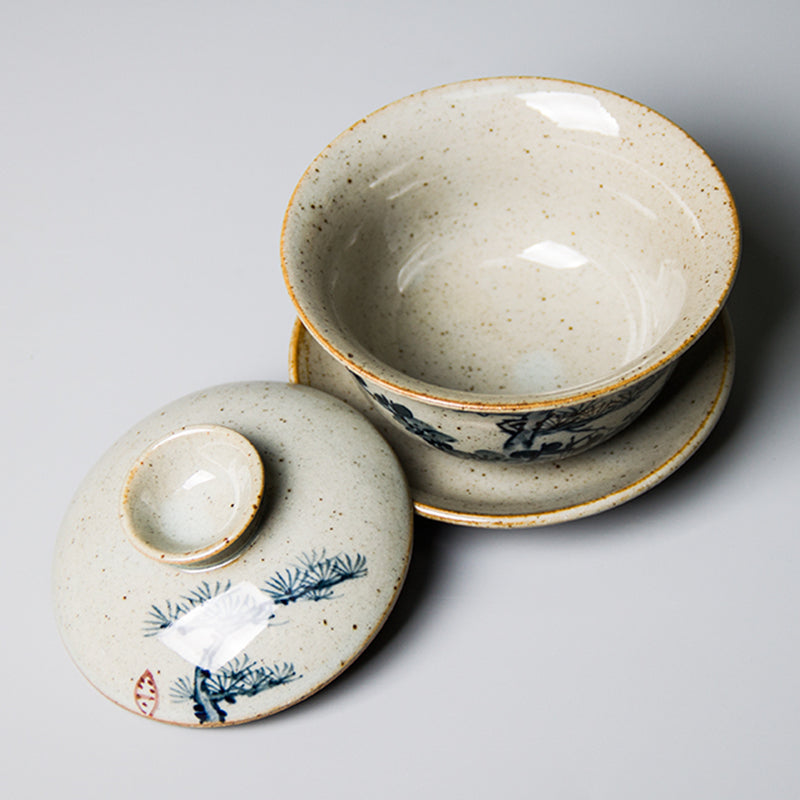 Sancai Cover Bowl Vintage Hand-painted Blue And White Tea