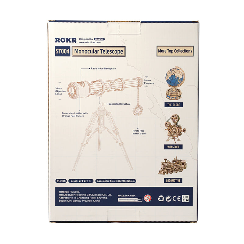 Robotime ROKR Monocular Telescope 3D Wooden Puzzle Game Assembly Toys for Children Teens Adult Birthday Christmas Gift