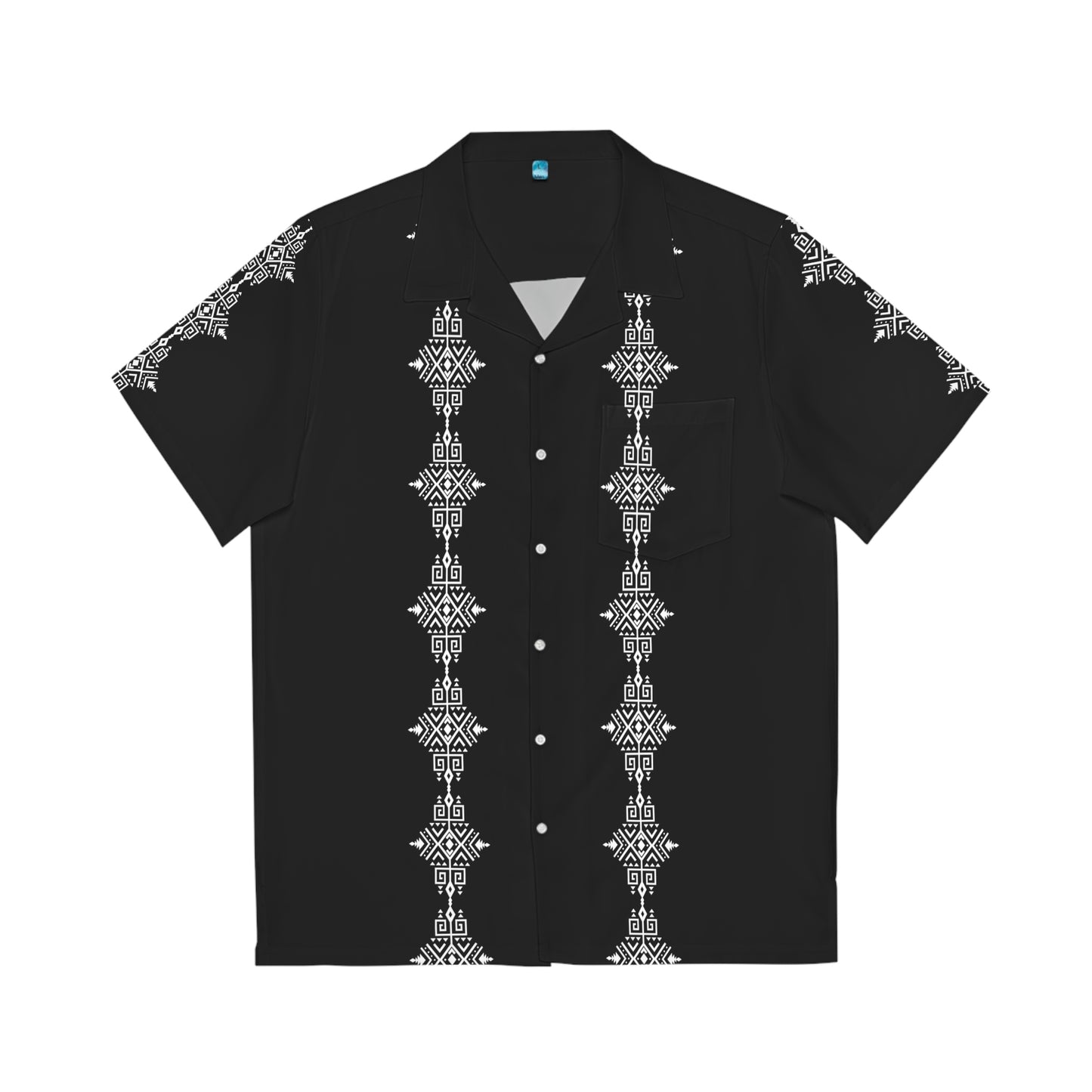 Men's Tribal Print Casual Shirt for Party Event Front Tassel Scarf Design