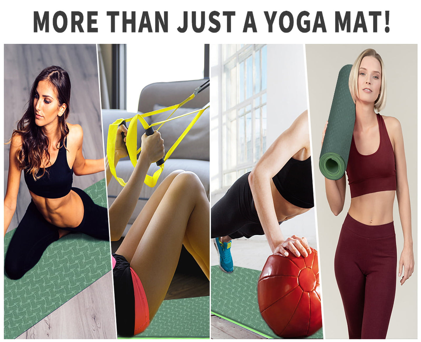 QMKGEC Yoga Mat 1/3 inch Exercise Mats 8mm TPE Non Slip Extra Thick