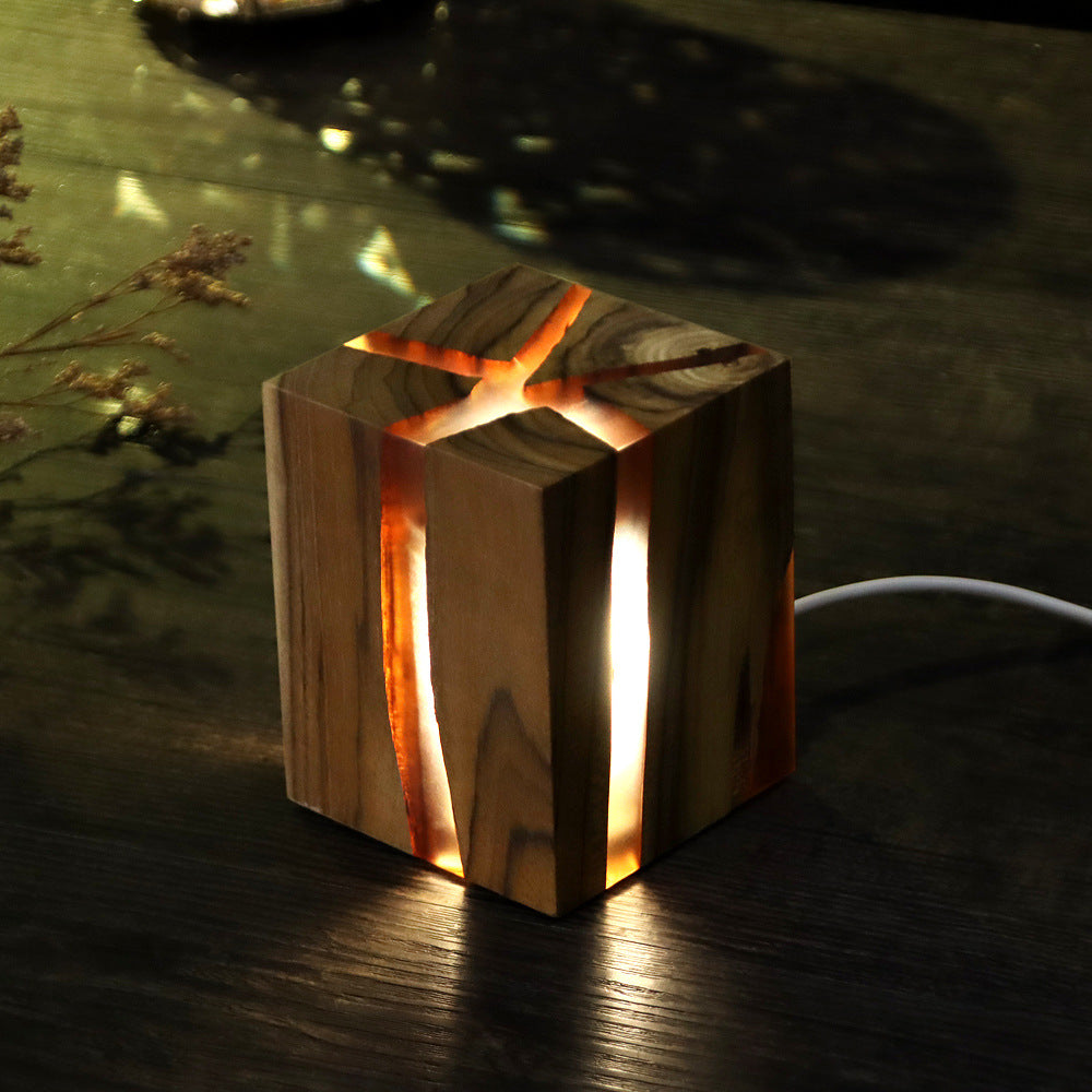 Creative Table Lamp Adjustable Bedside No Glare Decorative Wood Brown Color Led Desk Lamp With USB Charging Night Light For Bedroom Brown