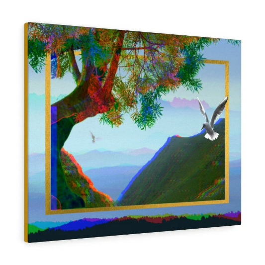 Wrapped Canvas Print Affordable Wall Art Portrait Gallery Abstract Landscape "Simulation Paradise" by NewVibeDesigns