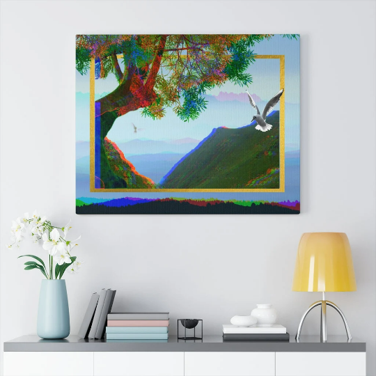 Wrapped Canvas Print Affordable Wall Art Portrait Gallery Abstract Landscape "Simulation Paradise" by NewVibeDesigns
