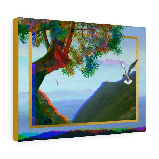 Wrapped Canvas Print Affordable Wall Art Portrait Gallery Abstract Landscape "Simulation Paradise" by NewVibeDesigns