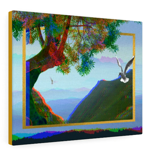 Wrapped Canvas Print Affordable Wall Art Portrait Gallery Abstract Landscape "Simulation Paradise" by NewVibeDesigns